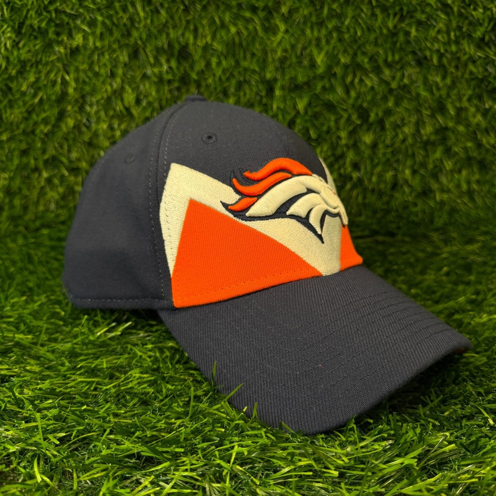Denver‎ Broncos New Era 39THIRTY Hat Mens Medium Large Navy Blue NFL 100 Cap